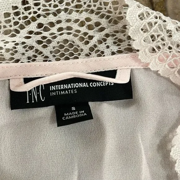 Inc International Concepts Lace Trim Short Robe-S - Picture 7 of 10